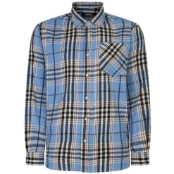 Bigdude Summer Long Sleeve Flannel Shirt Blue Tall