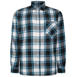 Bigdude Long Sleeve Check Flannel Shirt Light Blue