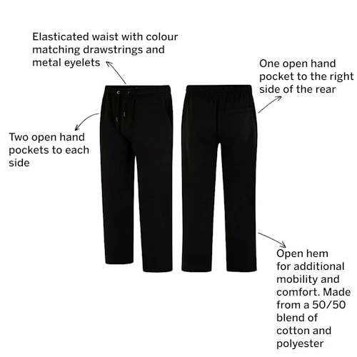 Bigdude Open Hem Joggers Black - Image 3