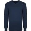 Bigdude Plain V Neck Knitted Jumper Navy