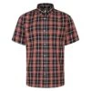Bigdude Button Down Short Sleeve Check Shirt Brown Tall