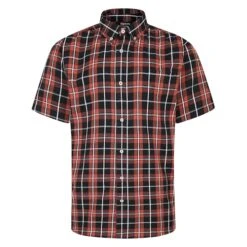 Bigdude Button Down Short Sleeve Check Shirt Brown Tall