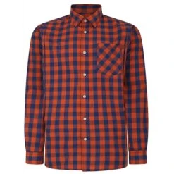 Bigdude Gingham Long Sleeve Shirt Orange