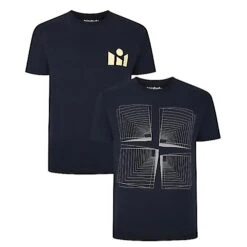 Bigdude Twin Pack Abstract Print T-Shirts Navy/Navy