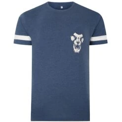 Bigdude Cut & Sew Lion Print T-Shirt Dark Denim