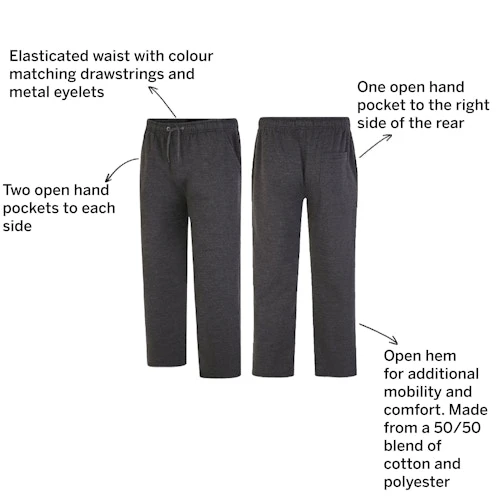 Bigdude Open Hem Joggers Charcoal - Image 3