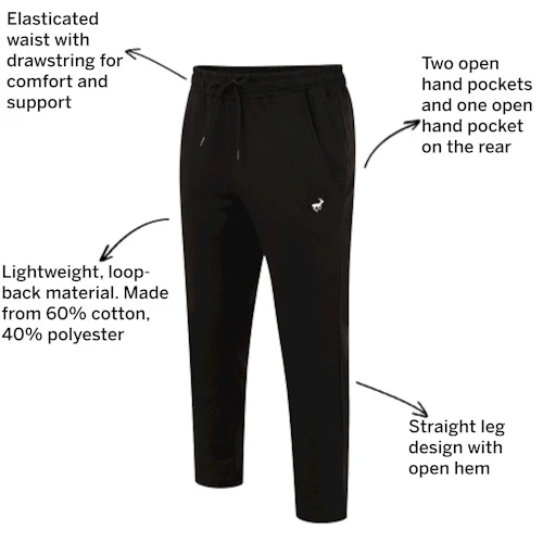 Bigdude Open Hem Loop Back Joggers Black - Image 3