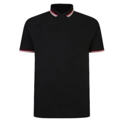 Bigdude Contrast Pique Polo Shirt Black