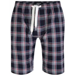 Bigdude Woven Checked Pyjama Shorts Navy/Red