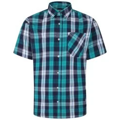 Bigdude Short Sleeve Check Shirt Green Tall
