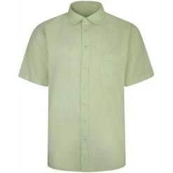 Bigdude Short Sleeve Milton Linen Summer Shirt Lime Green
