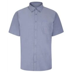 Bigdude Button Down Oxford Short Sleeve Shirt Royal Blue