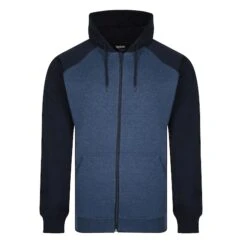 Bigdude Zip Thru Raglan Sleeve Hoody Navy/Denim Tall