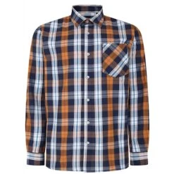 Bigdude Long Sleeve Check Shirt Orange Tall