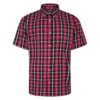 Bigdude Button Down Short Sleeve Check Shirt Magenta Tall