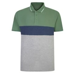 Bigdude Colour Block Pique Polo Deep Green