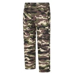 Bigdude Elasticated Waist Cargo Camo Trousers Khaki