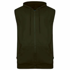Bigdude Loop Back Sleeveless Hoody Khaki