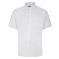 Bigdude Button Down Oxford Short Sleeve Shirt White