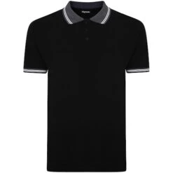 Bigdude Contrast Tipped Polo Shirt Black Tall