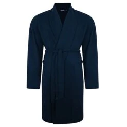 Bigdude Knitted Waffle Dressing Gown Navy