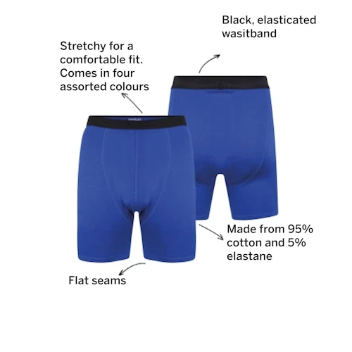 Bigdude 4 Pack Jersey Knitted Boxer Shorts Assorted - Image 2