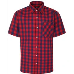 Bigdude Gingham Short Sleeve Shirt Red Tall
