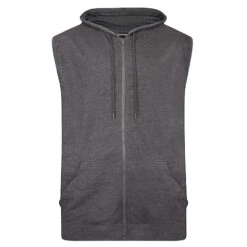 Bigdude Loop Back Sleeveless Hoody Charcoal Tall
