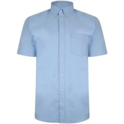 Bigdude Oxford Short Sleeve Shirt Light Blue Tall