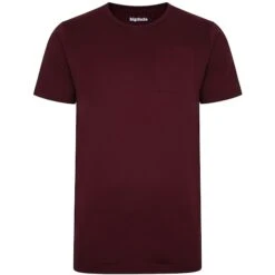 Bigdude Plain Crew Neck T-Shirt With Pocket Burgundy Tall