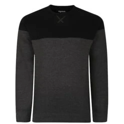 Bigdude Colour Block Jumper Black/Charcoal