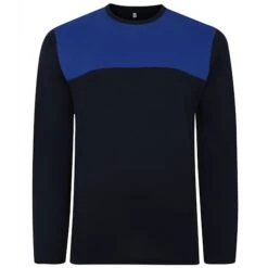Bigdude Cut & Sew 2 Tone Long Sleeve T-Shirt Navy/Royal Blue Tall