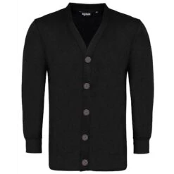 Bigdude Brushed Fleece Cardigan Black Tall