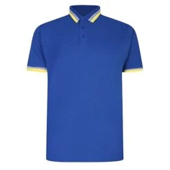 Bigdude Jacquard Contrast Pique Polo Shirt Royal Blue