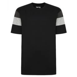 Bigdude Cut & Sew Contrast Sleeve T-Shirt Black Tall