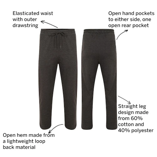 Bigdude Open Hem Loop Back Joggers Charcoal - Image 3