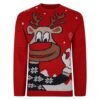 Bigdude Reindeer Christmas Jumper Red