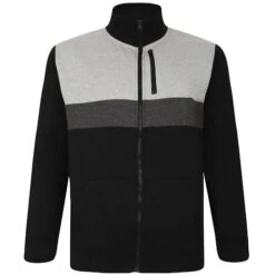 Bigdude Full Zip Colour Block Jacket Black