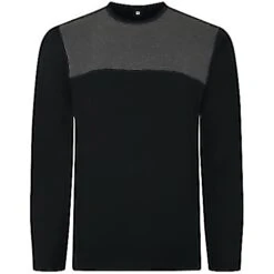 Bigdude Cut & Sew 2 Tone Long Sleeve T-Shirt Black/Charcoal Tall
