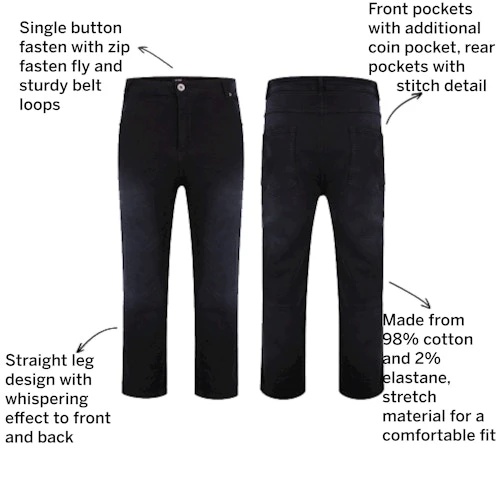 Bigdude Whispering Stretch Jeans Black Wash - Image 3