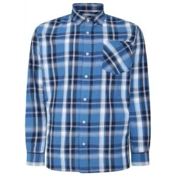 Bigdude Long Sleeve Check Shirt Blue Tall