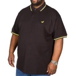 Bigdude Tipped Polo Shirt Black/Yellow Tall
