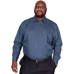 Bigdude Classic Long Sleeve Poplin Shirt Petrol Tall