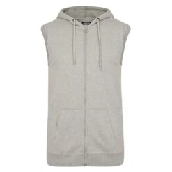 Bigdude Loop Back Sleeveless Hoody Grey Marl