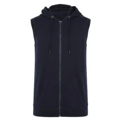 Bigdude Loop Back Sleeveless Hoody Navy Tall