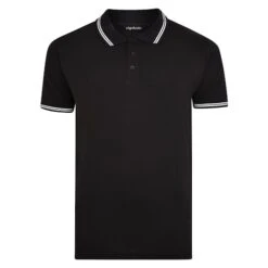 Bigdude Tipped Polo Shirt Black Tall