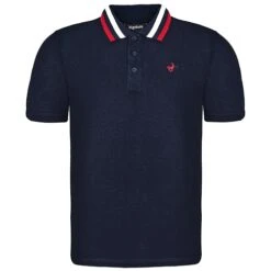 Bigdude Chunky Tipped Polo Shirt Navy Tall
